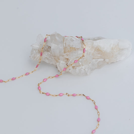 Pink Pearl Paper Clip chain