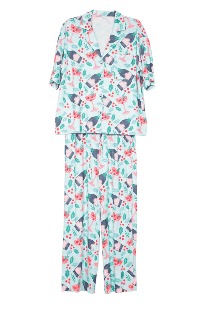 CHAMPAGNE, COUPES & HOLLY PAJAMA PANTS SET