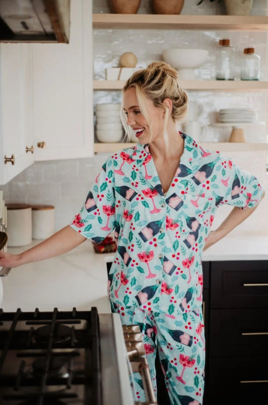 CHAMPAGNE, COUPES & HOLLY PAJAMA PANTS SET